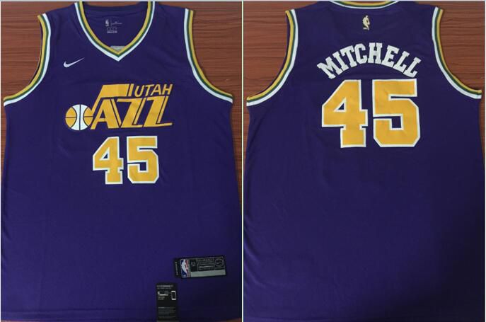 Men Utah Jazz 45 Mitchell Purple Game Nike NBA Jerseys